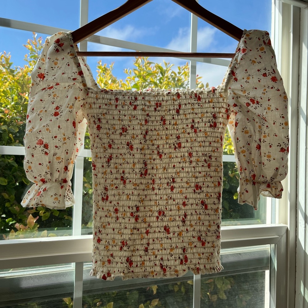 Reformation floral smocked top